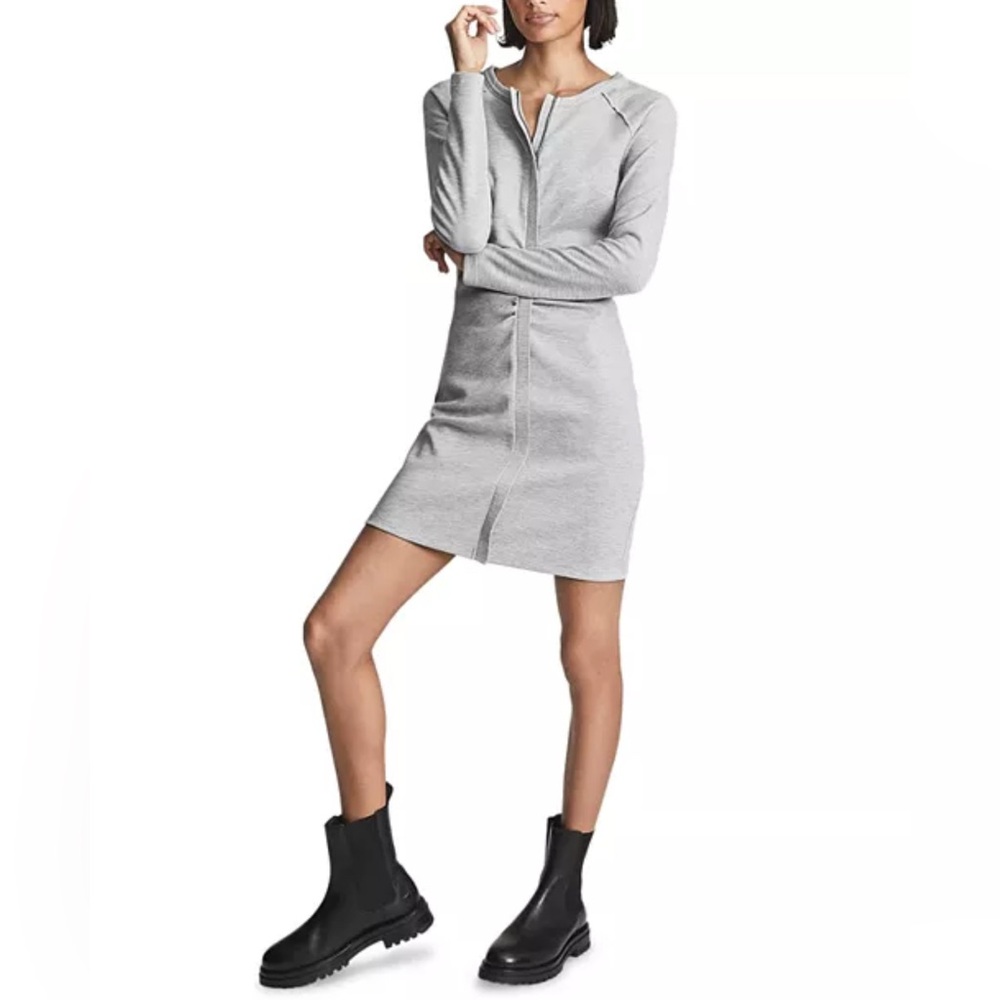 Reiss Astrid Ruched Long Sleeve Knit Jersey Dress Sz XS